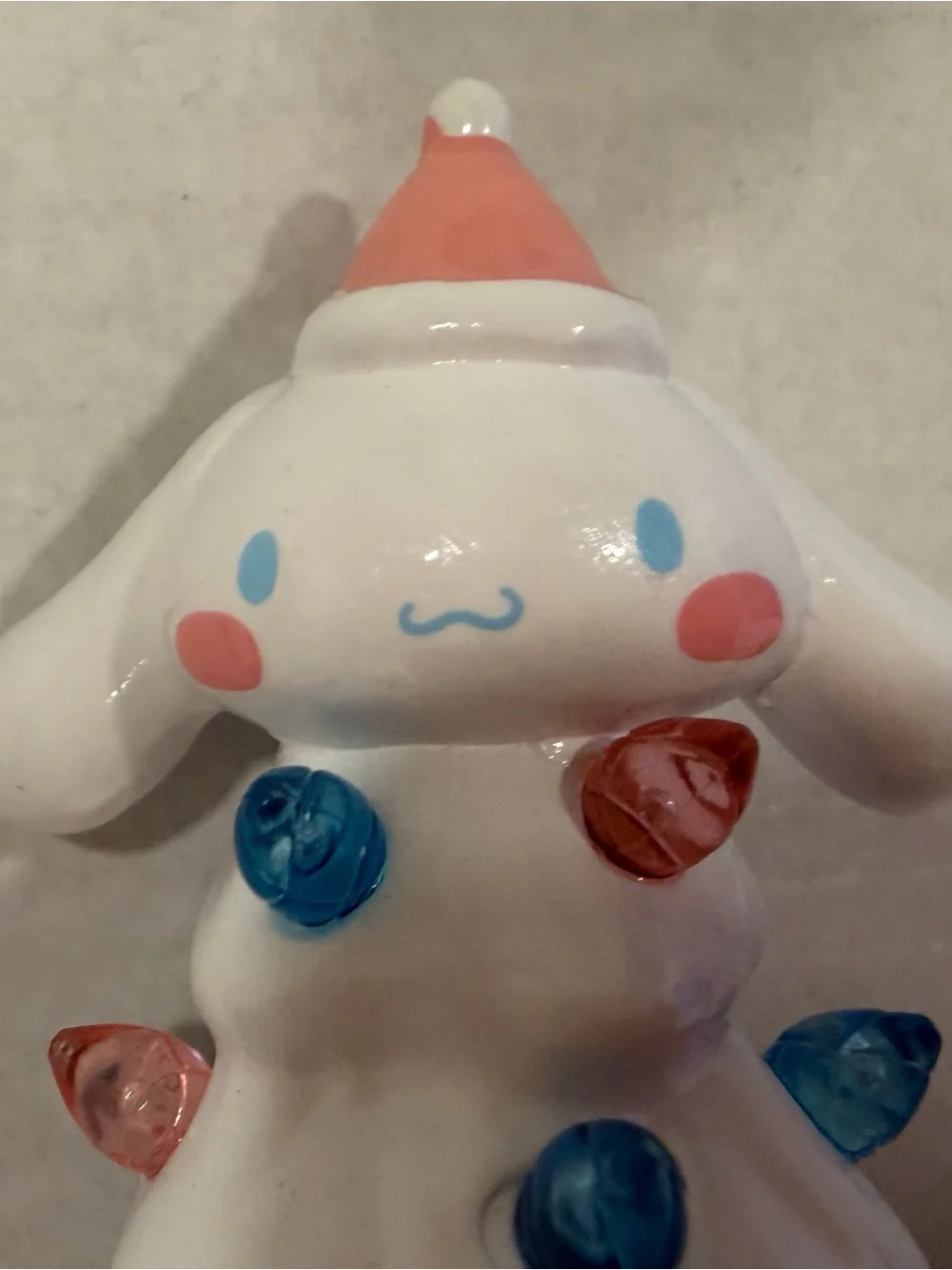 Sanrio Light-Up White Ceramic Holiday Tree Figurine with Pink & Blue Accents